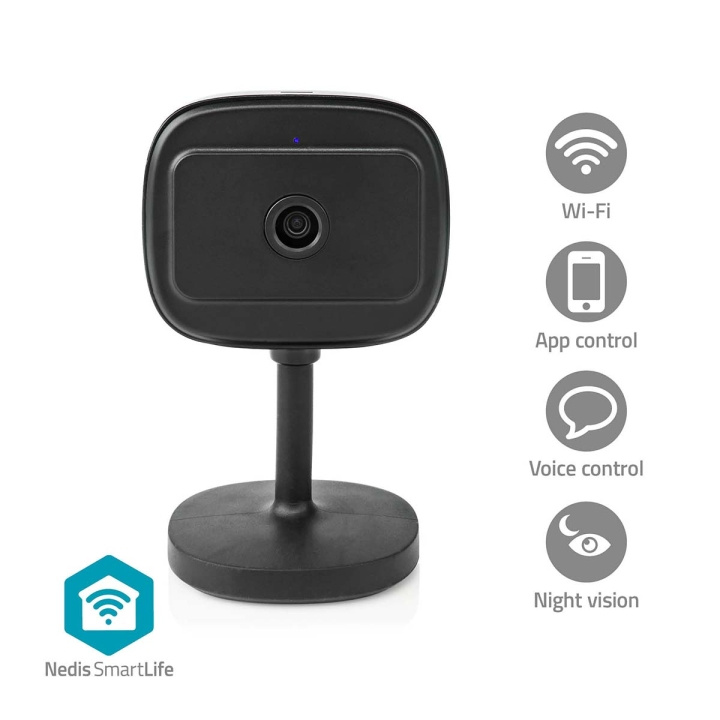 Nedis SmartLife Indoor Camera | Wi-Fi | Full HD 1080p | Pan tilt | Cloud Storage (optional) / microSD (not included) / Onvif | With motion sensor | Night vision | Black in the group HOME, HOUSEHOLD & GARDEN / Alarm & Security / Security cameras / Digital (Network) / Indoor cameras at TP E-commerce Nordic AB (C23992)
