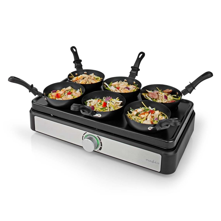 Nedis Party Wok Set | Grill | 6 Persons | Spatula | Temperature setting | Non stick coating | Rectangle in the group HOME, HOUSEHOLD & GARDEN / Household appliances / Toasters & Bread grills / Table grills & Raclette at TP E-commerce Nordic AB (C24108)