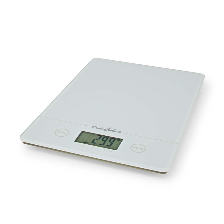 Nedis Kitchen Scales | Digital | Glass / Plastic | CR 2032 Battery | White in the group HOME, HOUSEHOLD & GARDEN / Kitchen utensils / Kitchen scales at TP E-commerce Nordic AB (C24110)