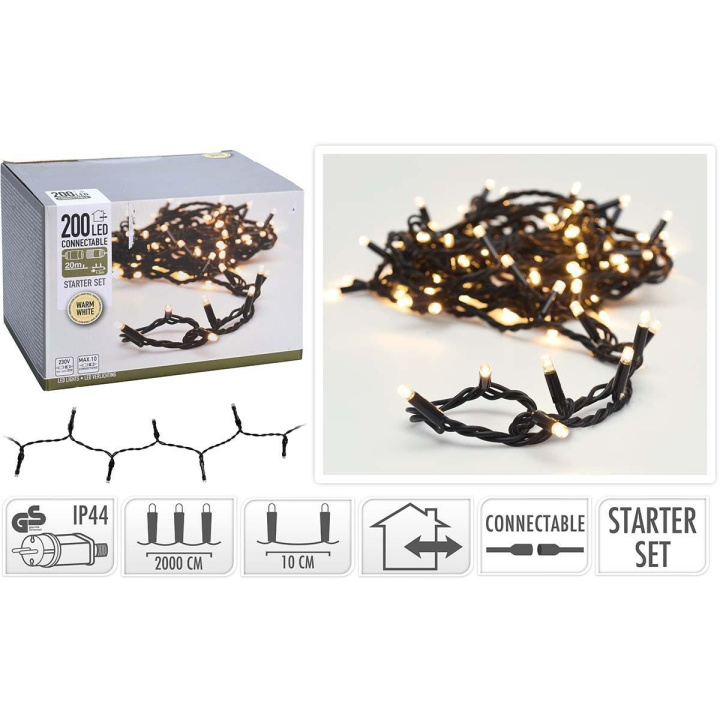 S.I.A CONNECTABLE CHRISTMAS LIGHTS | STARTER SET | 200 LED | WARM WHITE | 230 V in the group HOME ELECTRONICS / Lighting / Christmas lights at TP E-commerce Nordic AB (C24116)