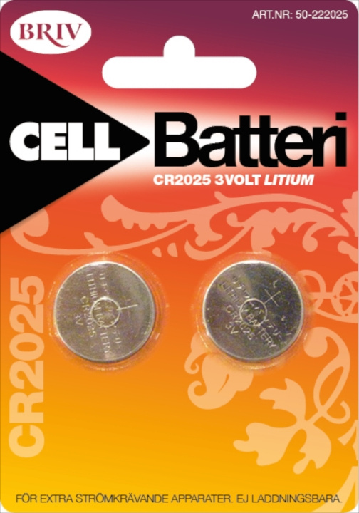 Knappcell Litium CR2025 3V - 2-pack in the group HOME ELECTRONICS / Batteries & Chargers / Batteries / Button cell at TP E-commerce Nordic AB (C24229)