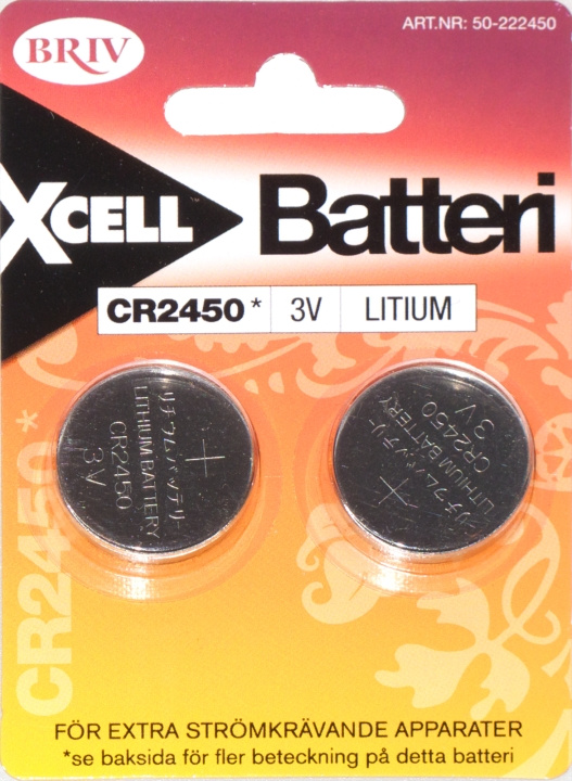 Knappcell Litium CR2450 3V - 2-pack in the group HOME ELECTRONICS / Batteries & Chargers / Batteries / Button cell at TP E-commerce Nordic AB (C24255)