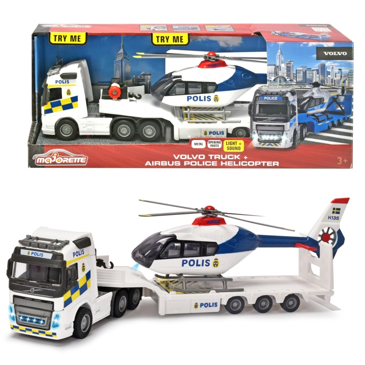 Majorette Volvo FH-16 Svensk Polislastbil + Helikopter in the group TOYS, KIDS & BABY PRODUCTS / Toys / Toy cars at TP E-commerce Nordic AB (C24949)