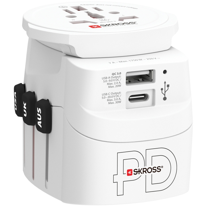 SKROSS PRO Light World AC30PD Reseadapter USB PD 30W in the group HOME, HOUSEHOLD & GARDEN / Electricity & Lighting / Travel adapters at TP E-commerce Nordic AB (C25282)