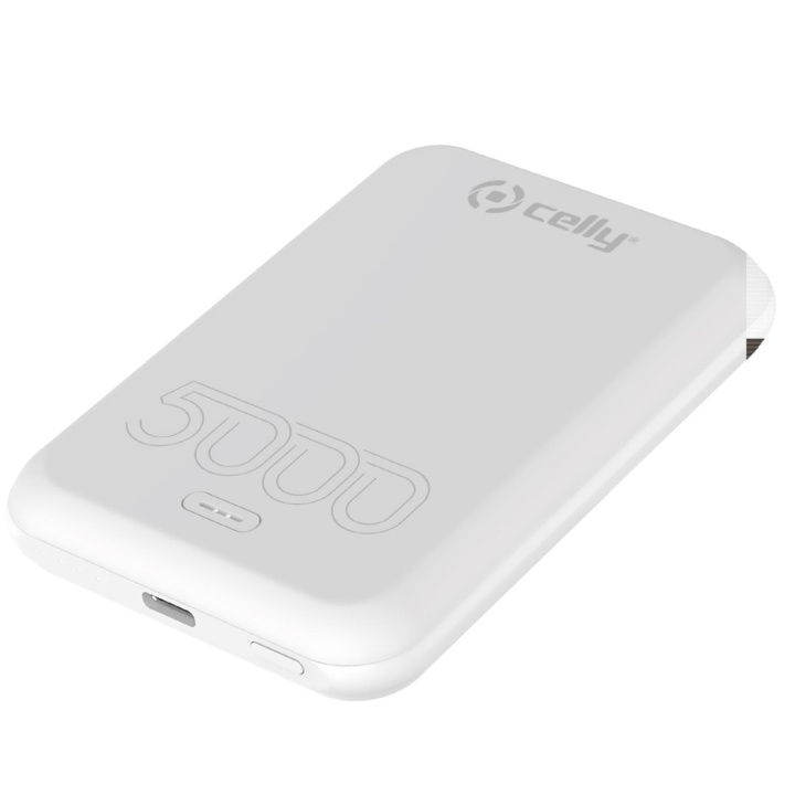 Celly MAGPB5000EVO PowerBank 15W MagSafe Trådlös laddning 5000mAh Vit in the group SMARTPHONE & TABLETS / Chargers & Cables / Powerbanks at TP E-commerce Nordic AB (C25462)