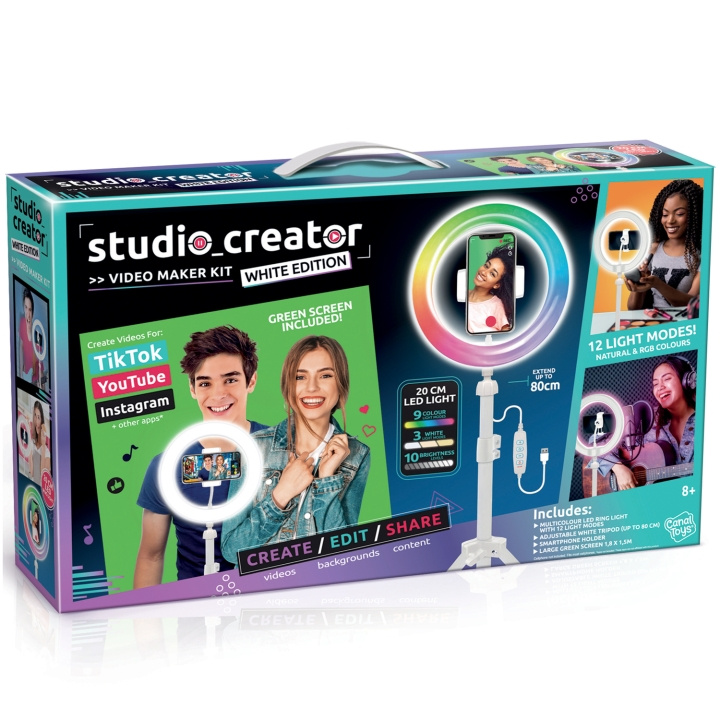 LETS GLOW Studio Creator White Video Maker Kit in the group HOME ELECTRONICS / Photo & Video / Photo equipment / Ring light at TP E-commerce Nordic AB (C25464)