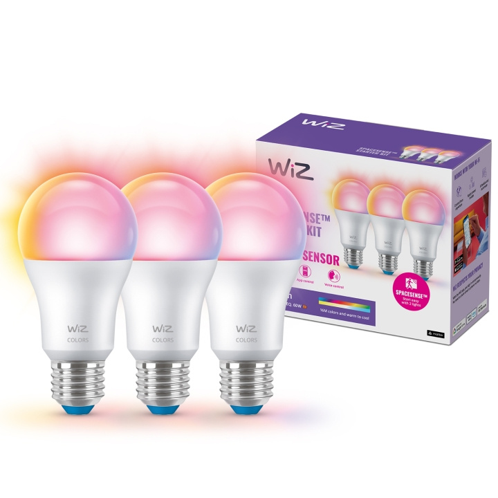 WiZ WiFi Smart LED E27 60W Färg + Varm-kallvit 3-pack in the group HOME ELECTRONICS / Lighting / LED lamps at TP E-commerce Nordic AB (C25626)