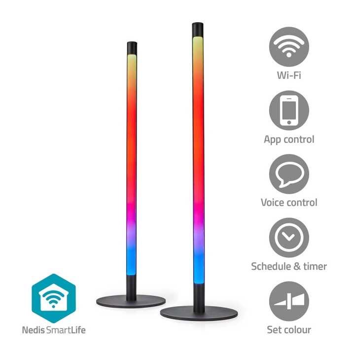 Nedis SmartLife Mood Light | Wi-Fi | Tube | 600 lm | RGBIC / Warm to Cool White | 2700 - 6500 K | 36 W | Metal | 2 pcs in the group HOME, HOUSEHOLD & GARDEN / Smart home / Smart Lights at TP E-commerce Nordic AB (C25728)