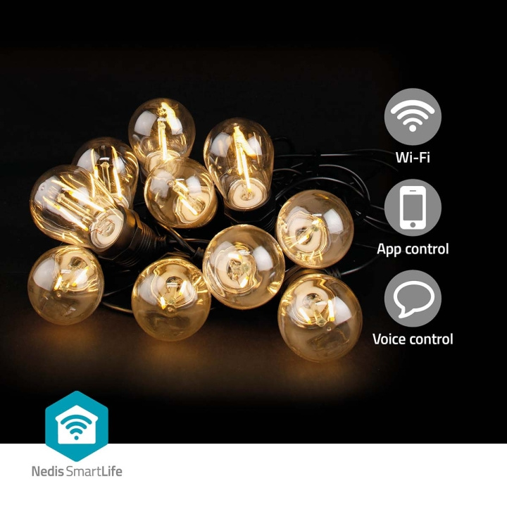 Nedis Smart Christmas lights | Wi-Fi | Warm White | 10 LED\'s | 9.00 m | Android™ / IOS | Bulb diameter: 45 mm in the group HOME ELECTRONICS / Lighting / LED strips at TP E-commerce Nordic AB (C25730)