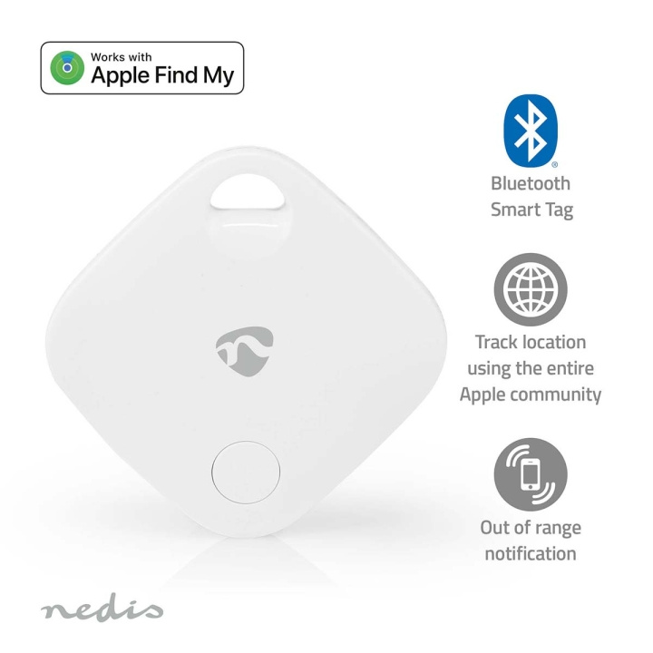 Nedis Key Finder | Compatible with: Apple Find My App | Battery Powered | 1x CR2032 | Batteries included | Bluetooth® version: 5.1 | Battery life up to: 1 year | White | 1 pcs in the group Sport, leisure & Hobby / Fun stuff / Smart home at TP E-commerce Nordic AB (C25731)