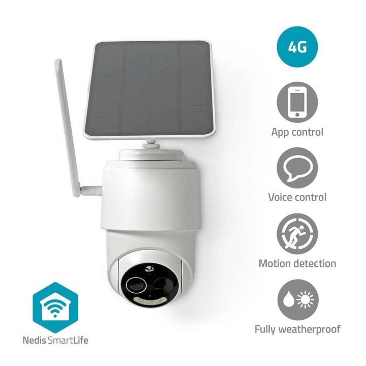 Nedis SmartLife Outdoor Camera | 4G | Full HD 1080p | Pan tilt | IP65 | Cloud Storage (optional) / microSD (not included) | 5 V DC | With motion sensor | Night vision | White in the group HOME, HOUSEHOLD & GARDEN / Alarm & Security / Security cameras / Digital (Network) / Outdoor cameras at TP E-commerce Nordic AB (C25734)