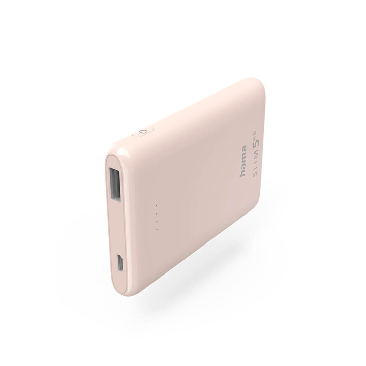 Hama Powerbank Slim 5000mAh Light Pink in the group SMARTPHONE & TABLETS / Chargers & Cables / Powerbanks at TP E-commerce Nordic AB (C25743)