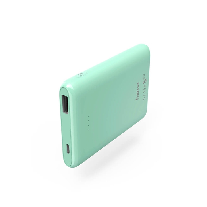 Hama Powerbank Slim 5000mAh Mint Green in the group SMARTPHONE & TABLETS / Chargers & Cables / Powerbanks at TP E-commerce Nordic AB (C25744)