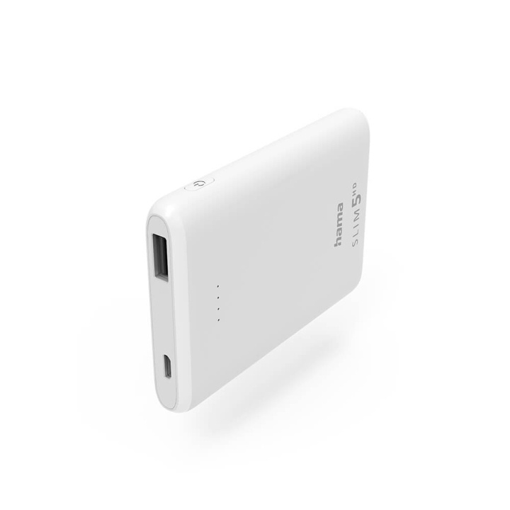Hama Powerbank Slim 5000mAh White in the group SMARTPHONE & TABLETS / Chargers & Cables / Powerbanks at TP E-commerce Nordic AB (C25746)