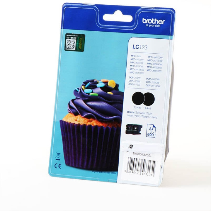 Brother Ink LC123BKBP2DR LC-123 Black Twin-pack in the group COMPUTERS & PERIPHERALS / Printers & Accessories / Ink & Toner / Ink cartridges / Brother at TP E-commerce Nordic AB (C26030)