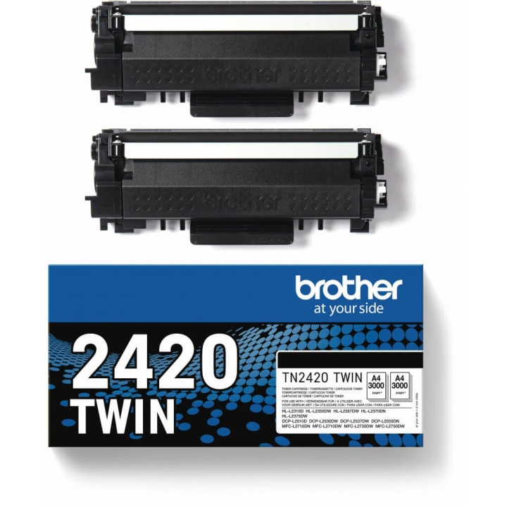 Brother Toner TN2420TWIN TN-2420 Black Twin-pack in the group COMPUTERS & PERIPHERALS / Printers & Accessories / Ink & Toner / Toner / Brother at TP E-commerce Nordic AB (C26277)