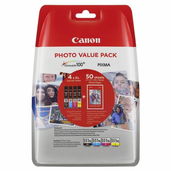 Canon Ink 6443B006 CLI-551XL Multipack + Paper in the group COMPUTERS & PERIPHERALS / Printers & Accessories / Ink & Toner / Toner / Canon at TP E-commerce Nordic AB (C26290)