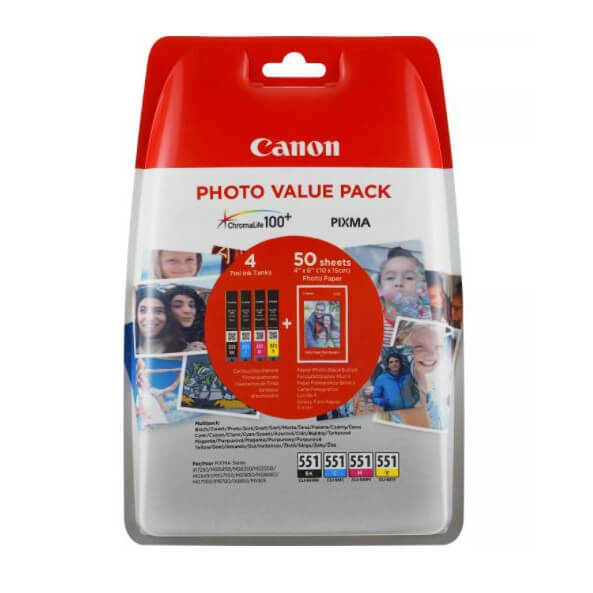 Canon Ink 6508B005 CLI-551 Multipack + Paper in the group COMPUTERS & PERIPHERALS / Printers & Accessories / Ink & Toner / Toner / Canon at TP E-commerce Nordic AB (C26291)