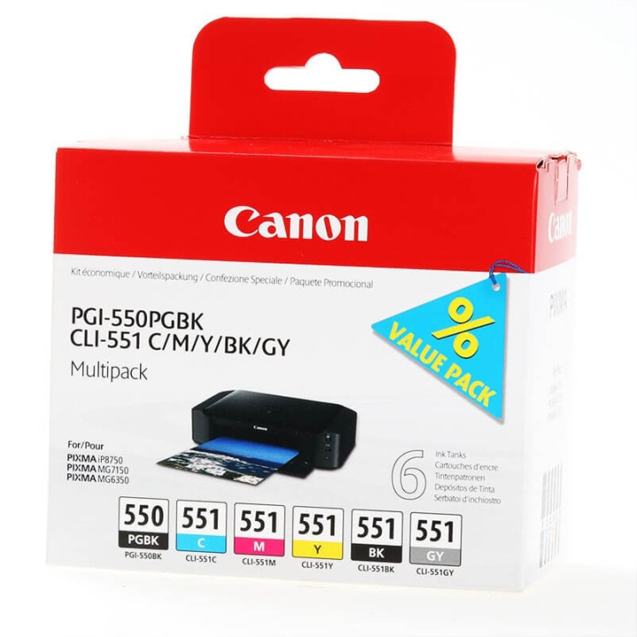 Canon Ink 6496B005 PGI-550/CLI-551 Multipack in the group COMPUTERS & PERIPHERALS / Printers & Accessories / Ink & Toner / Toner / Canon at TP E-commerce Nordic AB (C26313)