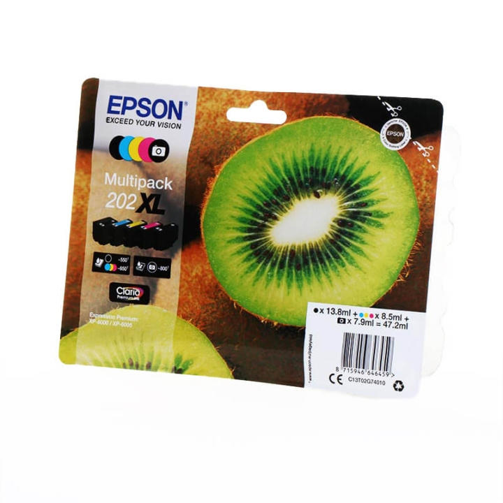 EPSON Ink C13T02G74010 202XL Multipack, Kiwi in the group COMPUTERS & PERIPHERALS / Printers & Accessories / Ink & Toner / Ink cartridges / Epson at TP E-commerce Nordic AB (C26678)