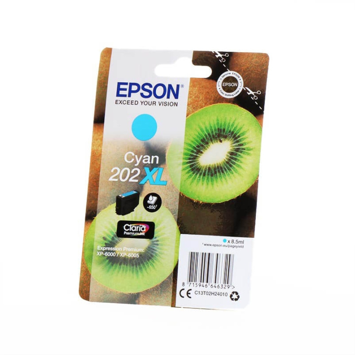 EPSON Ink C13T02H24010 202XL Cyan, Kiwi in the group COMPUTERS & PERIPHERALS / Printers & Accessories / Ink & Toner / Ink cartridges / Epson at TP E-commerce Nordic AB (C26679)