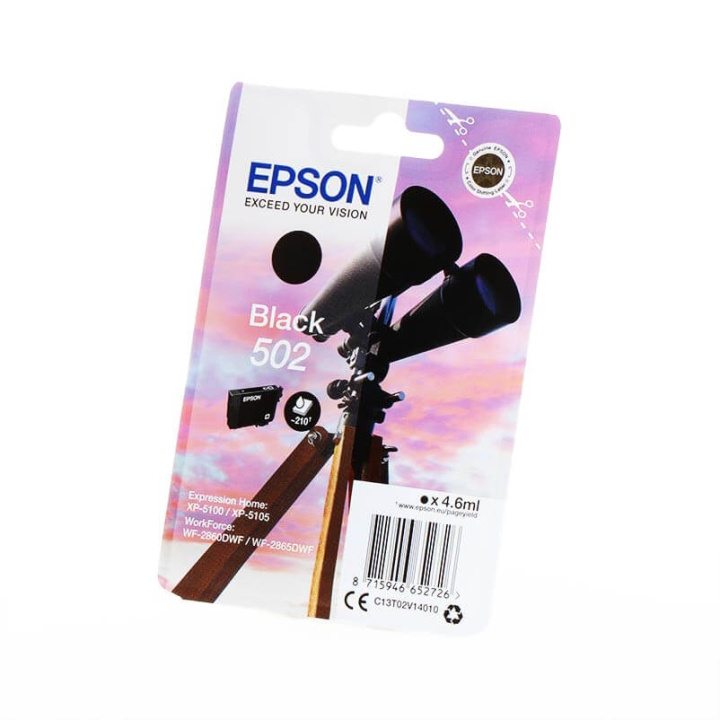 EPSON Ink C13T02V14010 502 Black, Binoculars in the group COMPUTERS & PERIPHERALS / Printers & Accessories / Ink & Toner / Ink cartridges / Epson at TP E-commerce Nordic AB (C26683)