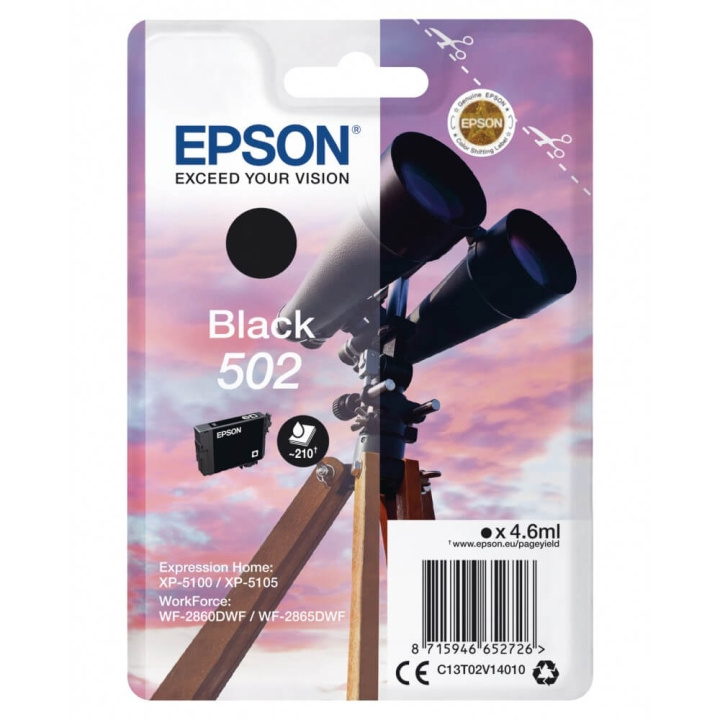 EPSON Ink C13T02W14010 502XL Black, Binoculars in the group COMPUTERS & PERIPHERALS / Printers & Accessories / Ink & Toner / Ink cartridges / Epson at TP E-commerce Nordic AB (C26685)