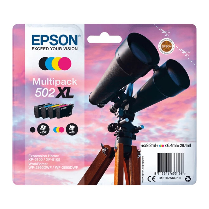 EPSON Ink C13T02W64010 502XL Multipack, Binoculars in the group COMPUTERS & PERIPHERALS / Printers & Accessories / Ink & Toner / Ink cartridges / Epson at TP E-commerce Nordic AB (C26689)
