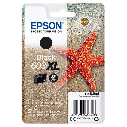 EPSON Ink C13T03A14010 603XL Black, Starfish in the group COMPUTERS & PERIPHERALS / Printers & Accessories / Ink & Toner / Ink cartridges / Epson at TP E-commerce Nordic AB (C26690)