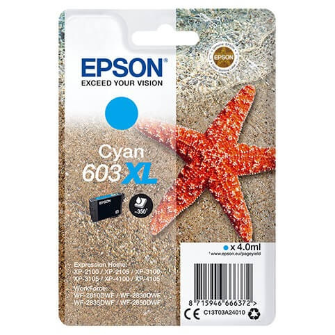 EPSON Ink C13T03A24010 603XL Cyan, Starfish in the group COMPUTERS & PERIPHERALS / Printers & Accessories / Ink & Toner / Ink cartridges / Epson at TP E-commerce Nordic AB (C26691)