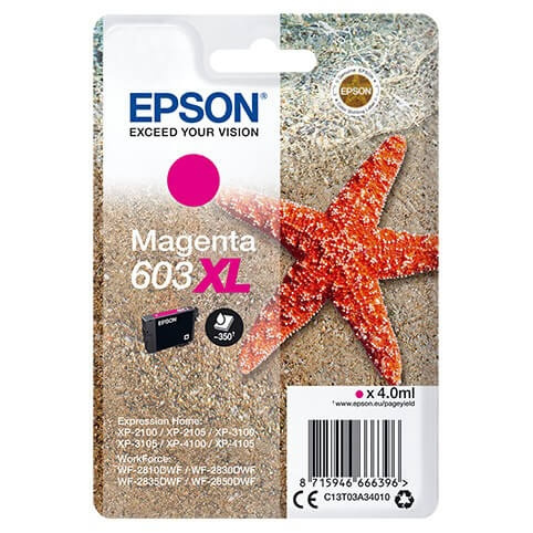 EPSON Ink C13T03A34010 603XL Magenta, Starfish in the group COMPUTERS & PERIPHERALS / Printers & Accessories / Ink & Toner / Ink cartridges / Epson at TP E-commerce Nordic AB (C26692)
