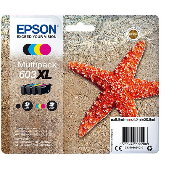 EPSON Ink C13T03A64010 603XL Multipack, Starfish in the group COMPUTERS & PERIPHERALS / Printers & Accessories / Ink & Toner / Ink cartridges / Epson at TP E-commerce Nordic AB (C26694)