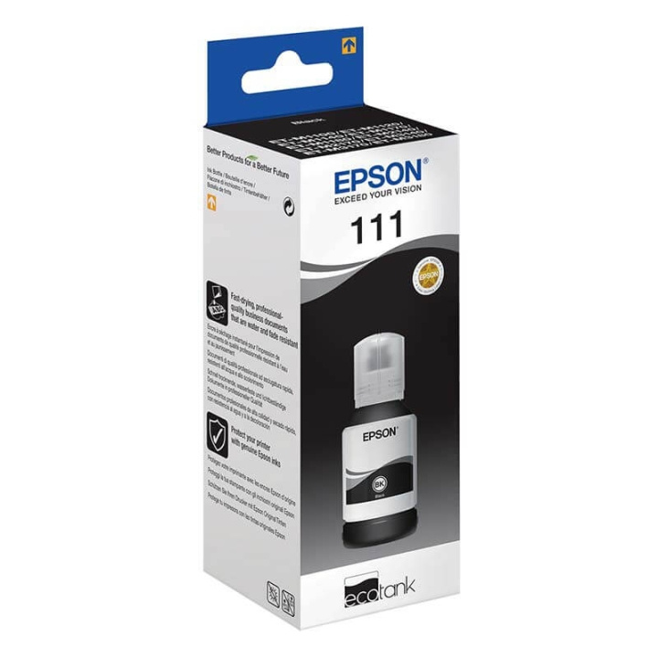 EPSON Ink C13T03M140 111 Black Ecotank in the group COMPUTERS & PERIPHERALS / Printers & Accessories / Ink & Toner / Ink cartridges / Epson at TP E-commerce Nordic AB (C26695)