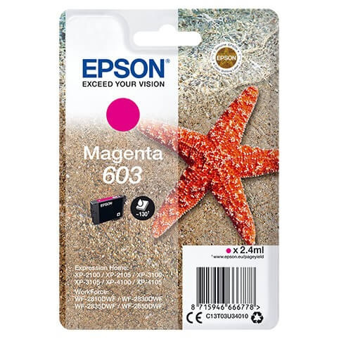 EPSON Ink C13T03U34010 603 Magenta, Starfish in the group COMPUTERS & PERIPHERALS / Printers & Accessories / Ink & Toner / Ink cartridges / Epson at TP E-commerce Nordic AB (C26702)