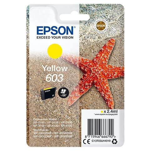 EPSON Ink C13T03U44010 603 Yellow, Starfish in the group COMPUTERS & PERIPHERALS / Printers & Accessories / Ink & Toner / Ink cartridges / Epson at TP E-commerce Nordic AB (C26703)