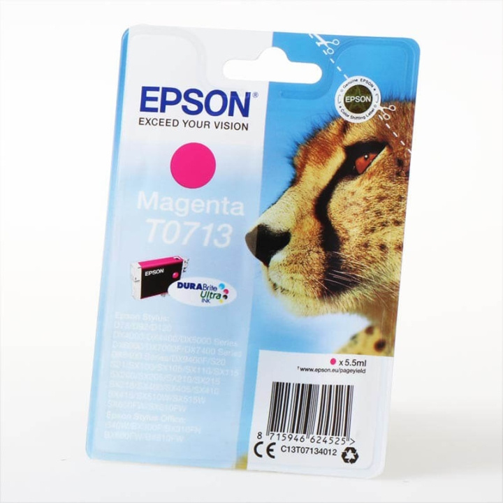 EPSON Ink C13T07134012 T0713 Magenta, Cheetah in the group COMPUTERS & PERIPHERALS / Printers & Accessories / Ink & Toner / Ink cartridges / Epson at TP E-commerce Nordic AB (C26742)