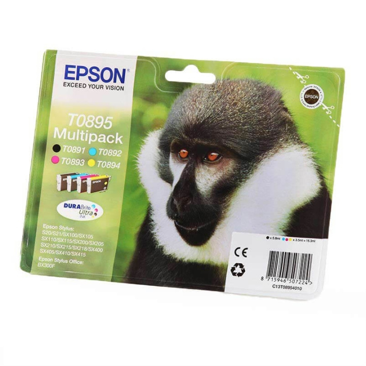EPSON Ink C13T08954010 T0895 Multipack, Monkey in the group COMPUTERS & PERIPHERALS / Printers & Accessories / Ink & Toner / Ink cartridges / Epson at TP E-commerce Nordic AB (C26747)
