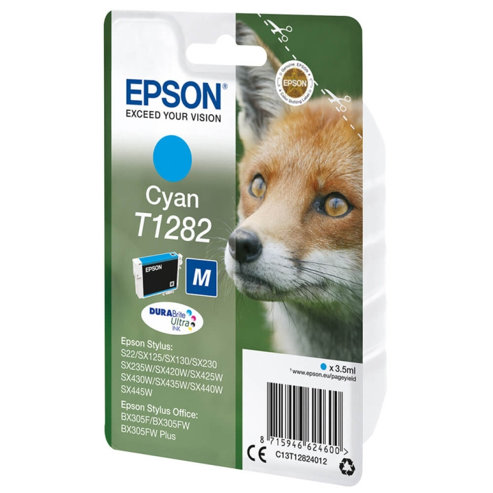 Epson Ink C13T12824012 T1282 Cyan, Fox in the group COMPUTERS & PERIPHERALS / Printers & Accessories / Ink & Toner / Ink cartridges / Epson at TP E-commerce Nordic AB (C26749)