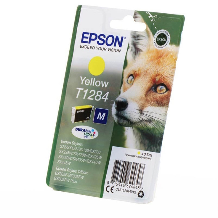 EPSON Ink C13T12844012 T1284 Yellow, Fox in the group COMPUTERS & PERIPHERALS / Printers & Accessories / Ink & Toner / Ink cartridges / Epson at TP E-commerce Nordic AB (C26751)