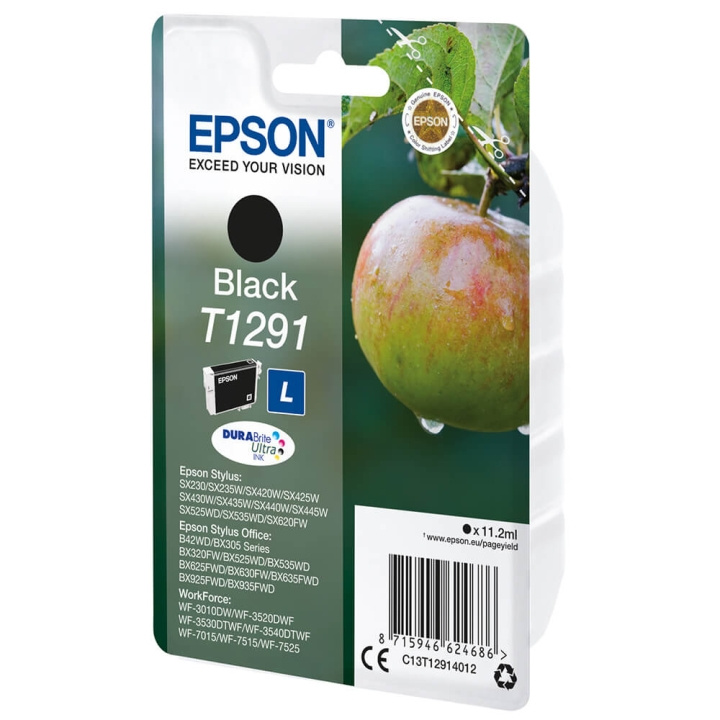 EPSON Ink C13T12914012 T1291 Black, Apple in the group COMPUTERS & PERIPHERALS / Printers & Accessories / Ink & Toner / Ink cartridges / Epson at TP E-commerce Nordic AB (C26753)