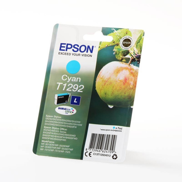 EPSON Ink C13T12924012 T1292 Cyan, Apple in the group COMPUTERS & PERIPHERALS / Printers & Accessories / Ink & Toner / Ink cartridges / Epson at TP E-commerce Nordic AB (C26754)