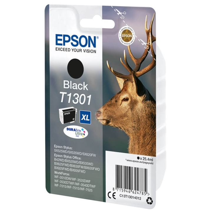 EPSON Ink C13T13014012 T1301 Black, Stag in the group COMPUTERS & PERIPHERALS / Printers & Accessories / Ink & Toner / Ink cartridges / Epson at TP E-commerce Nordic AB (C26758)