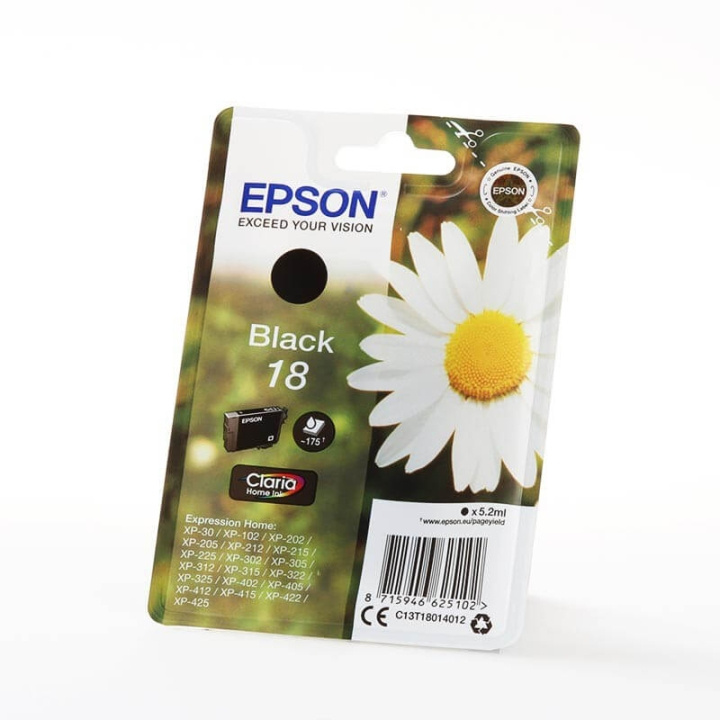 EPSON Ink C13T18014012 18 Black, Daisy in the group COMPUTERS & PERIPHERALS / Printers & Accessories / Ink & Toner / Ink cartridges / Epson at TP E-commerce Nordic AB (C26774)