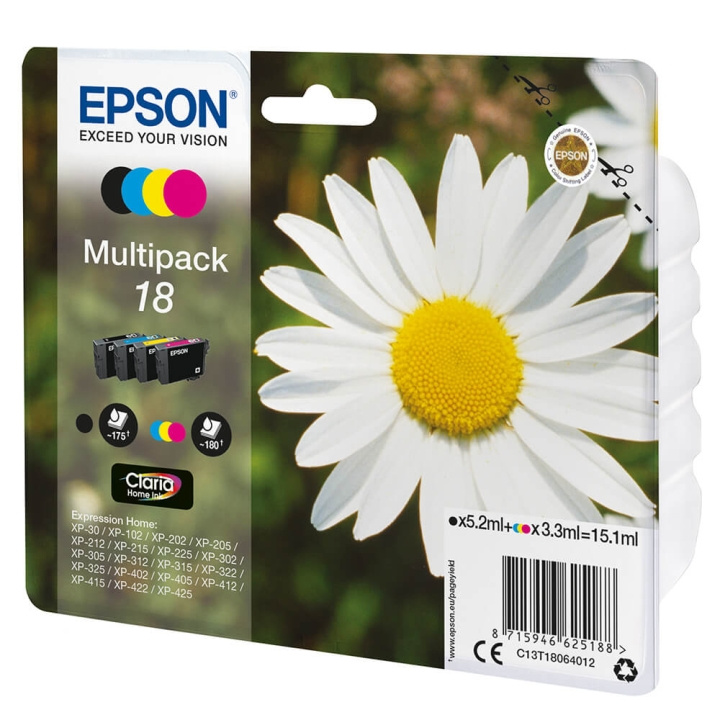 EPSON Ink C13T18064012 18 Multipack, Daisy in the group COMPUTERS & PERIPHERALS / Printers & Accessories / Ink & Toner / Ink cartridges / Epson at TP E-commerce Nordic AB (C26777)