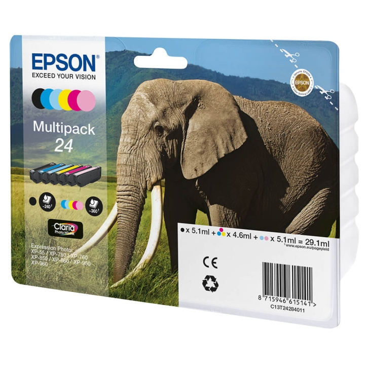 EPSON Ink C13T24284011 24 Multipack, Elephant in the group COMPUTERS & PERIPHERALS / Printers & Accessories / Ink & Toner / Ink cartridges / Epson at TP E-commerce Nordic AB (C26782)