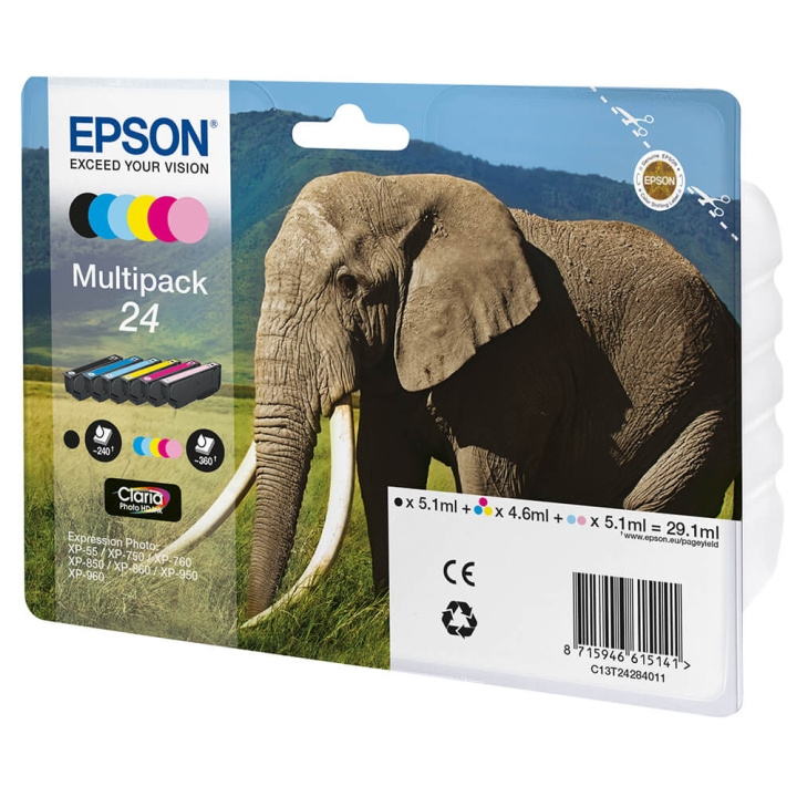 Epson Ink C13T24284011 24 Multipack, Elephant in the group COMPUTERS & PERIPHERALS / Printers & Accessories / Ink & Toner / Ink cartridges / Epson at TP E-commerce Nordic AB (C26782)