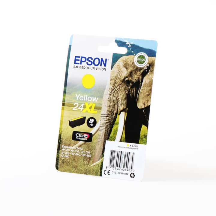 EPSON Ink C13T24344012 24XL Yellow, Elephant in the group COMPUTERS & PERIPHERALS / Printers & Accessories / Ink & Toner / Ink cartridges / Epson at TP E-commerce Nordic AB (C26786)