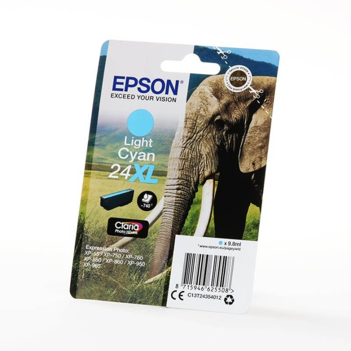 EPSON Ink C13T24354012 24XL Light Cyan, Elephant in the group COMPUTERS & PERIPHERALS / Printers & Accessories / Ink & Toner / Ink cartridges / Epson at TP E-commerce Nordic AB (C26787)