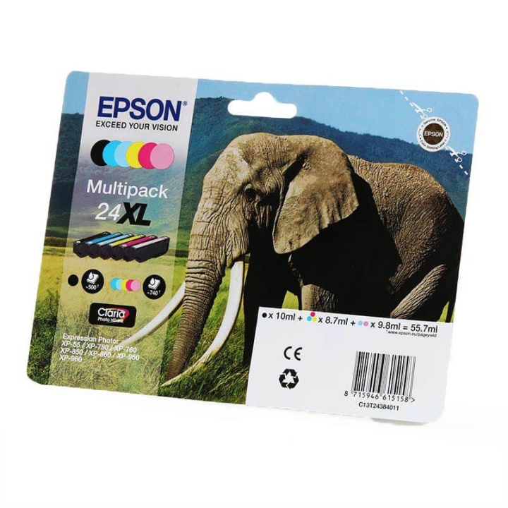 EPSON Ink C13T24384011 24XL Multipack, Elephant in the group COMPUTERS & PERIPHERALS / Printers & Accessories / Ink & Toner / Ink cartridges / Epson at TP E-commerce Nordic AB (C26789)