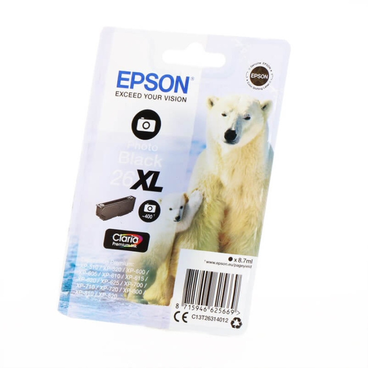 EPSON Ink C13T26314012 26XL Photo Black, Polar Bear in the group COMPUTERS & PERIPHERALS / Printers & Accessories / Ink & Toner / Ink cartridges / Epson at TP E-commerce Nordic AB (C26792)